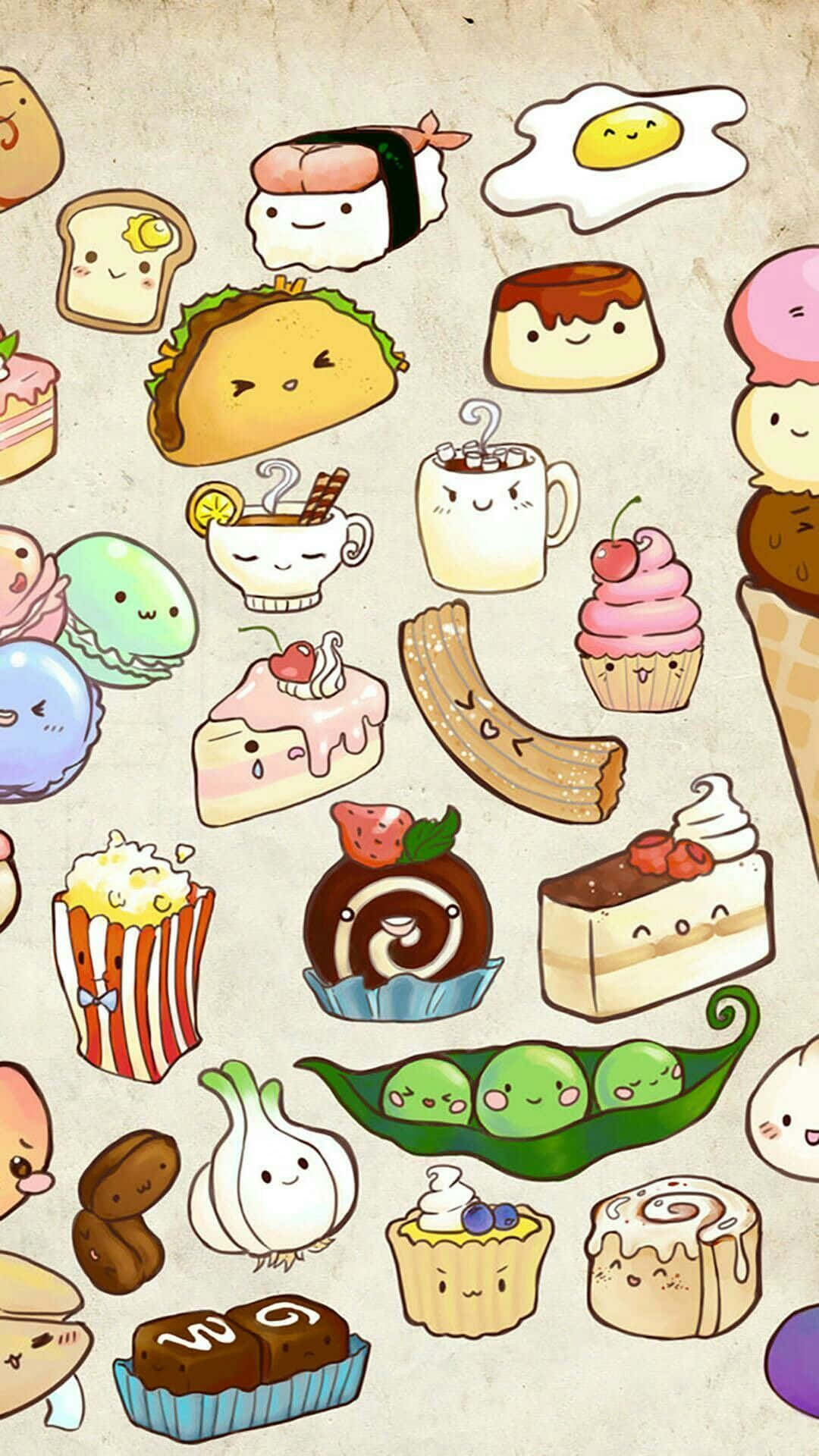 Cute Food Iphone With Drinks Wallpaper