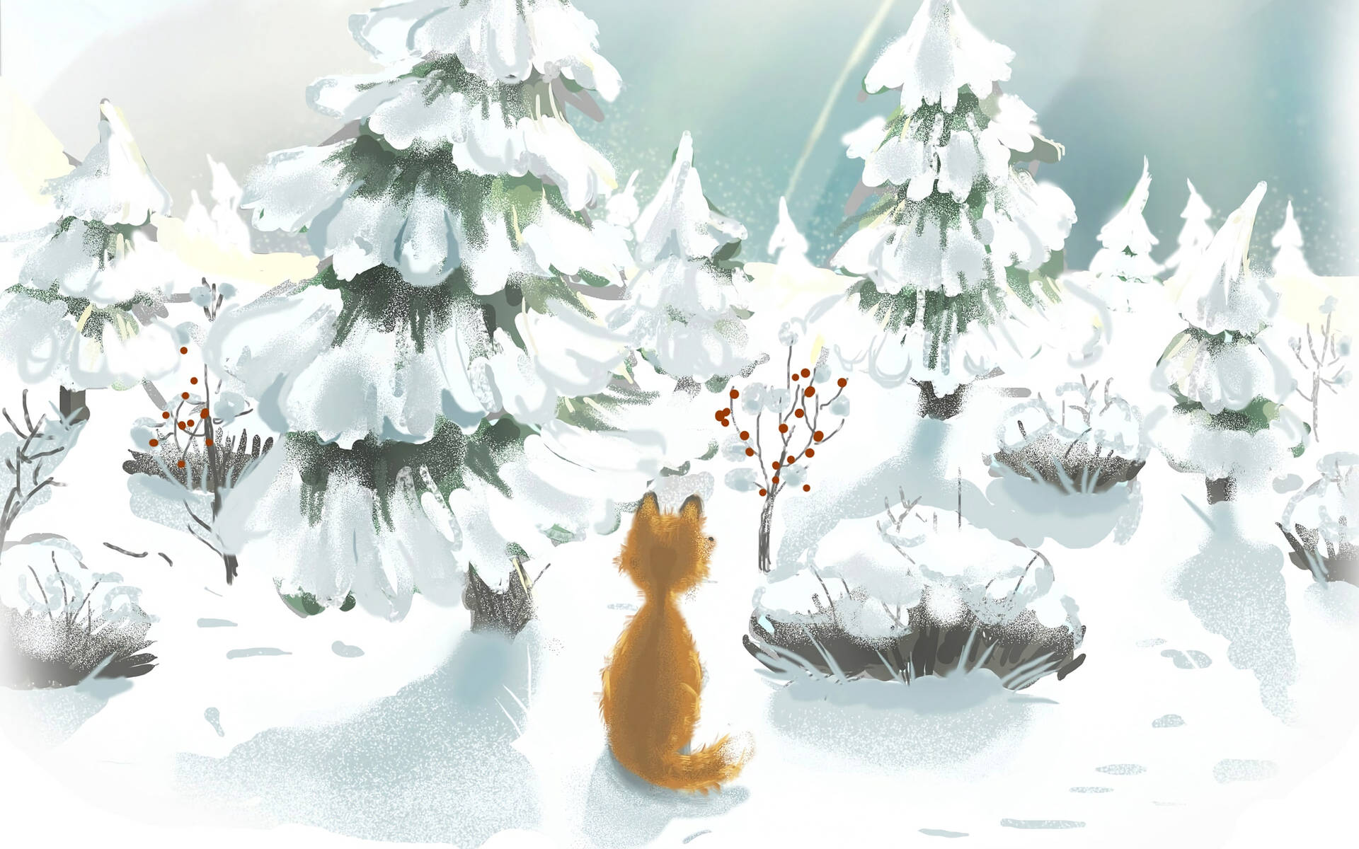 Cute Fox In Snow Wallpaper