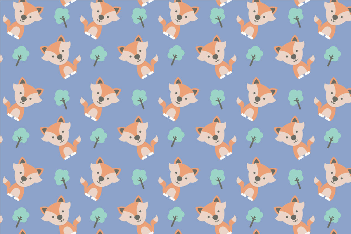 Cute Fox Seamless Pattern Wallpaper