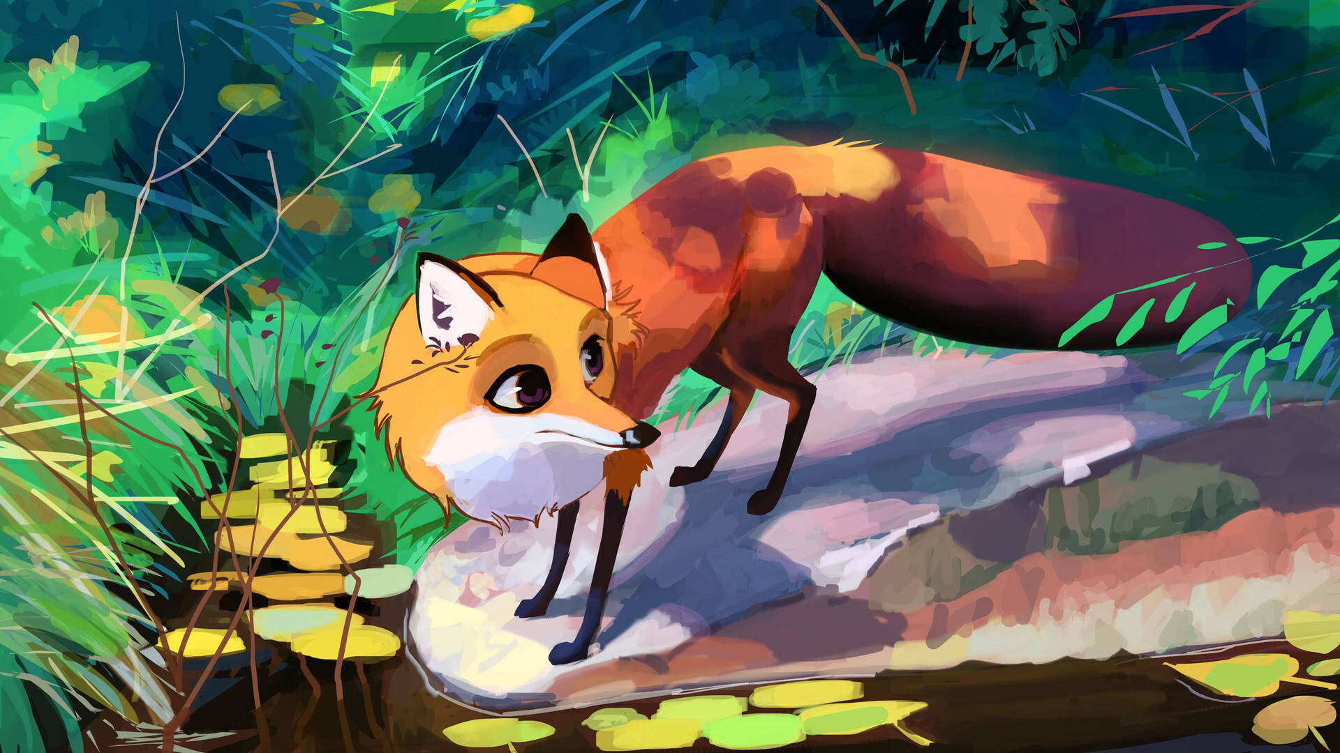 Cute Fox Vector Art Wallpaper