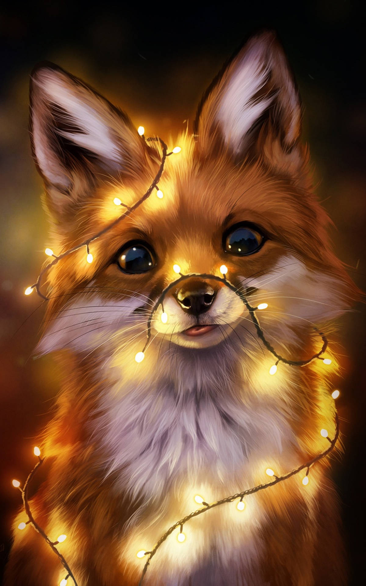 Cute Fox Wild Animal Art Wallpaper