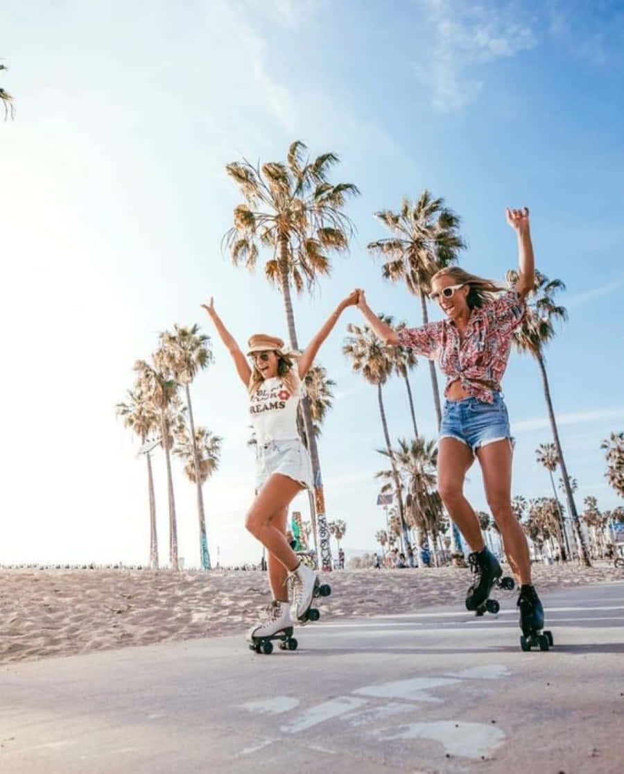 Cute Friend Roller Skating Picture