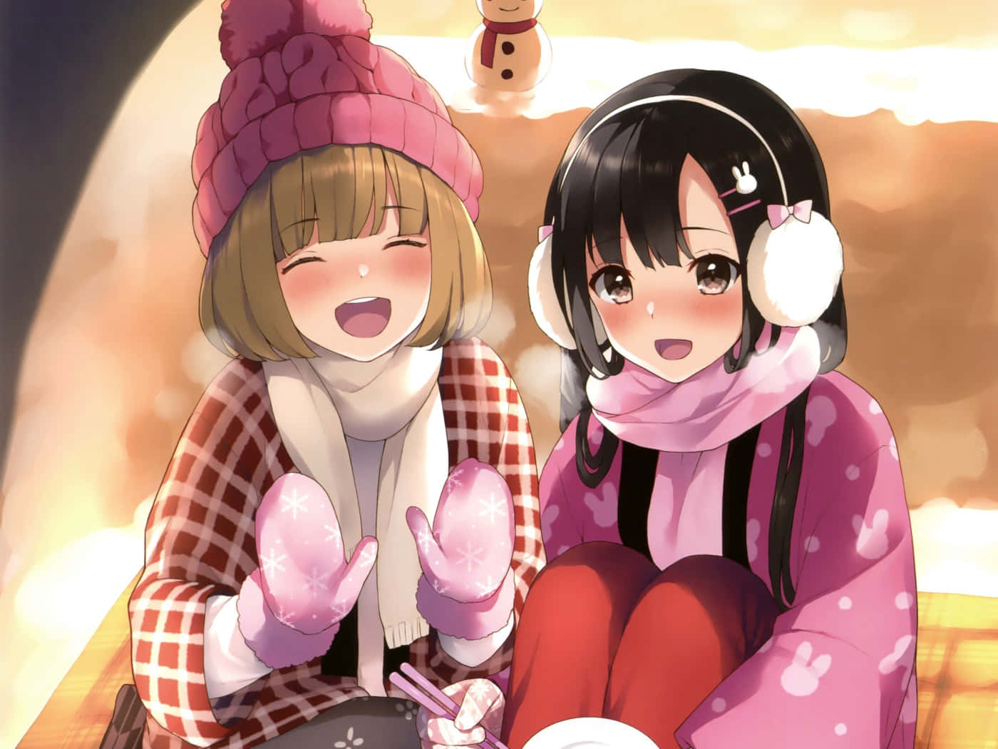 Winter Anime Cute Friend Picture