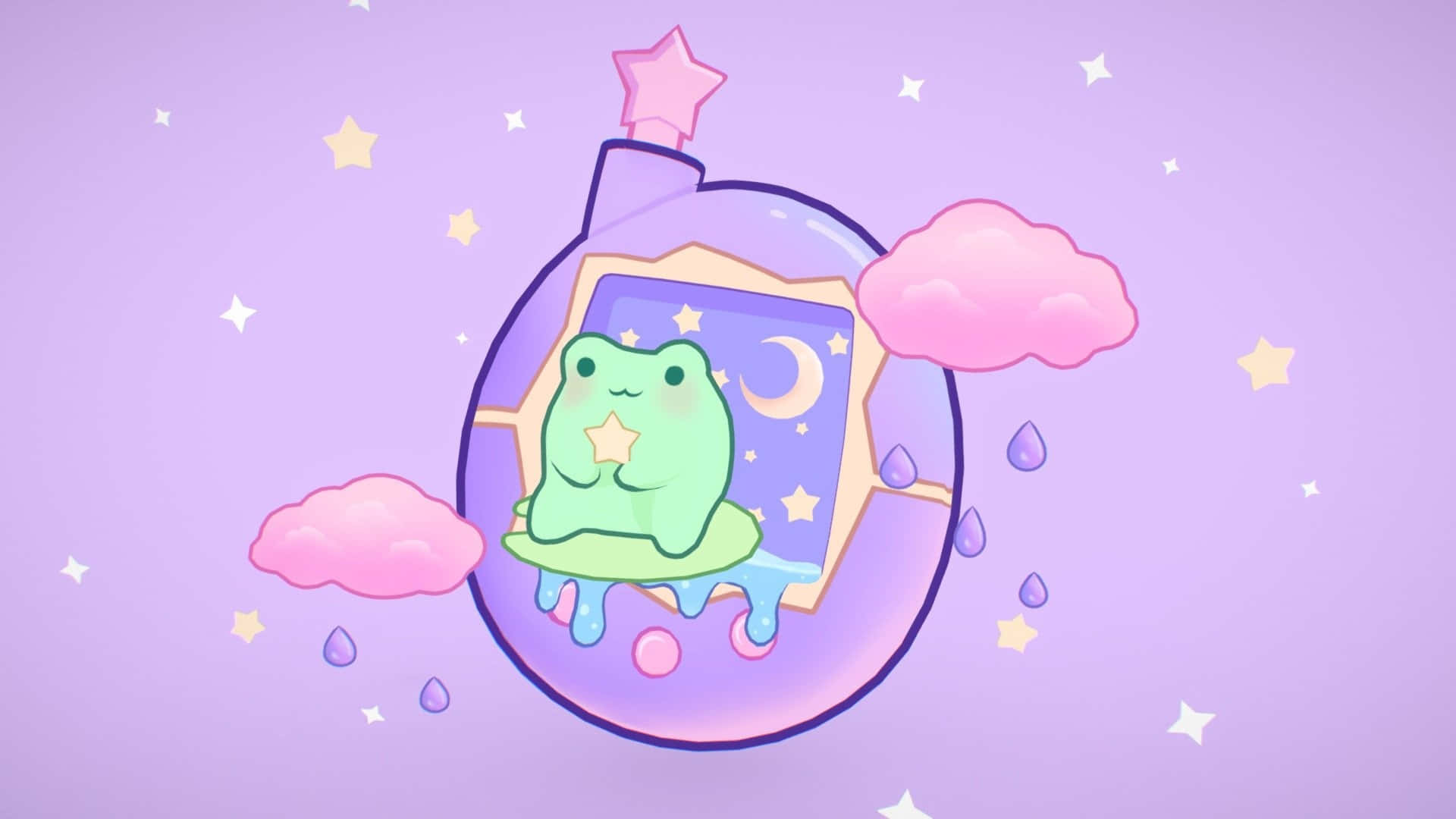 Cute Frog Tamagotchi Design Wallpaper