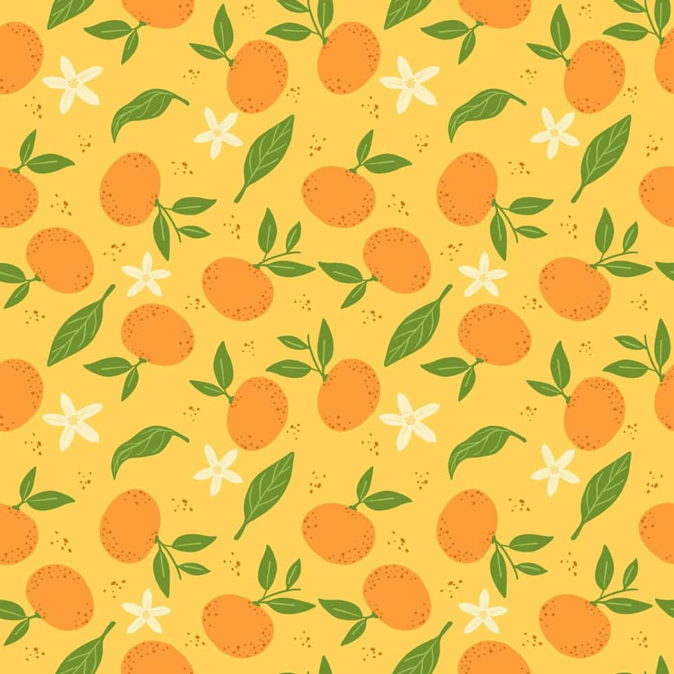 Niedlichefrucht Orangen Nahtlose Blumen Wallpaper