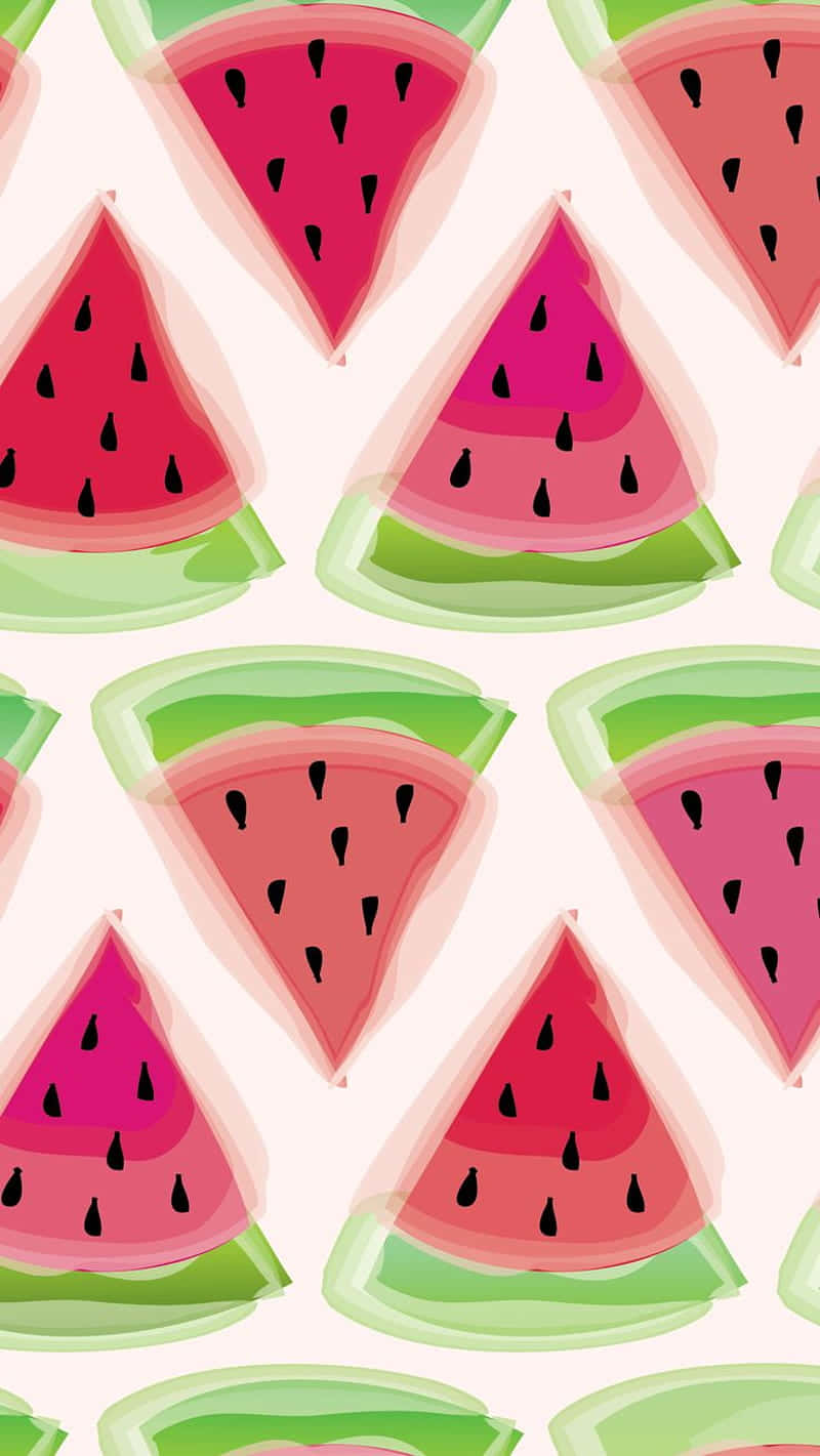 Cute Fruit Painted Watermelon Wallpaper Wallpaper