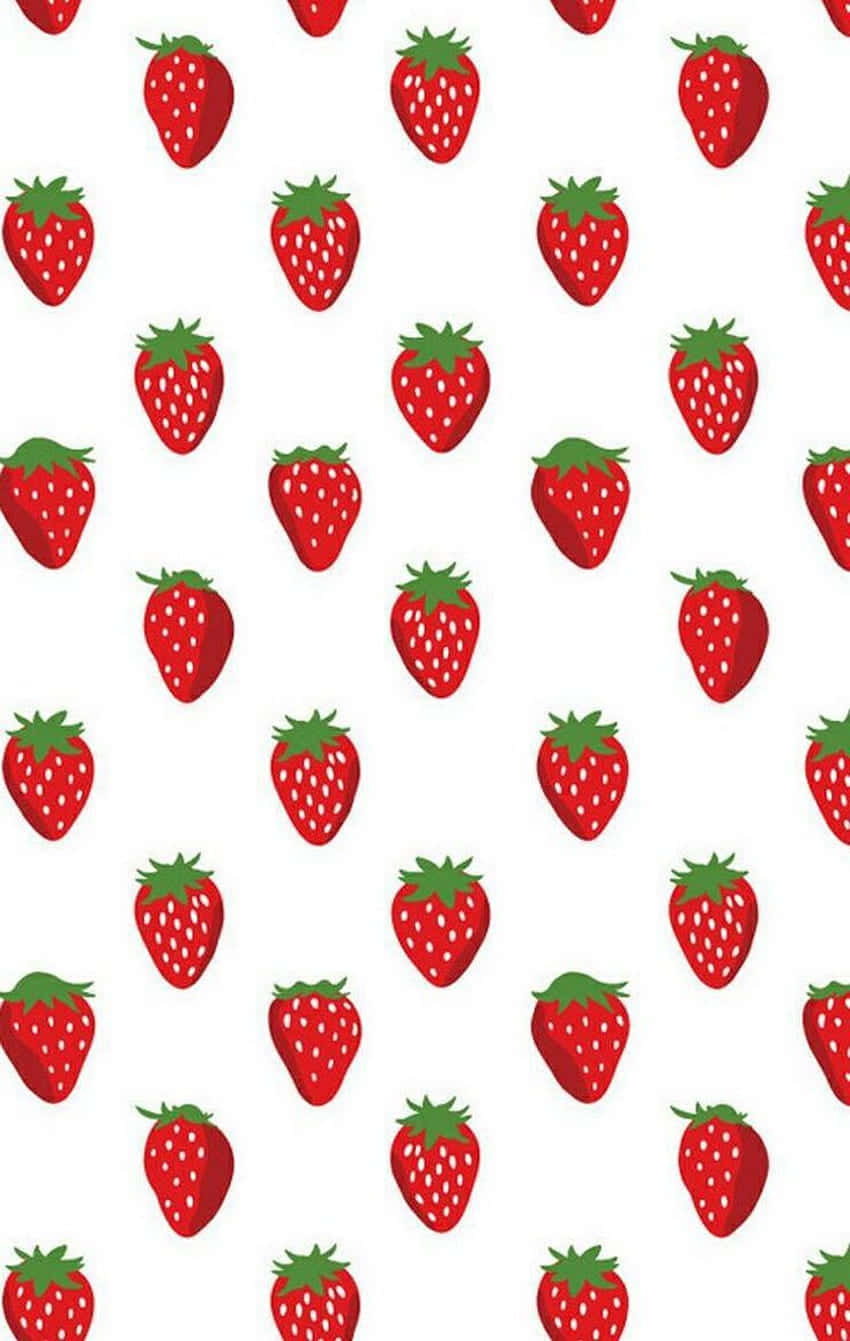 Cute Fruit Strawberries White Wallpaper