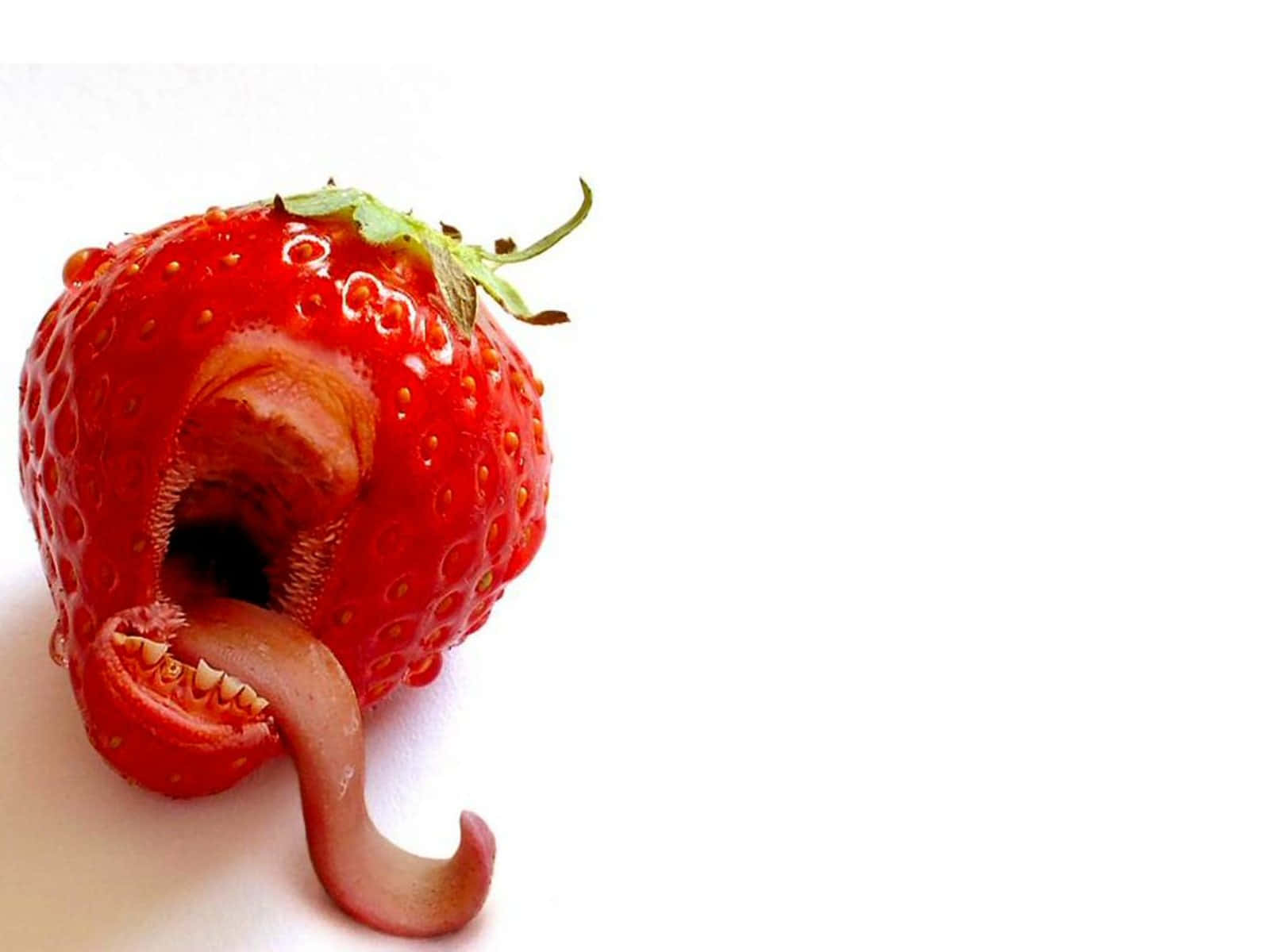 Cute Fruit Strawberry Tongue Wallpaper