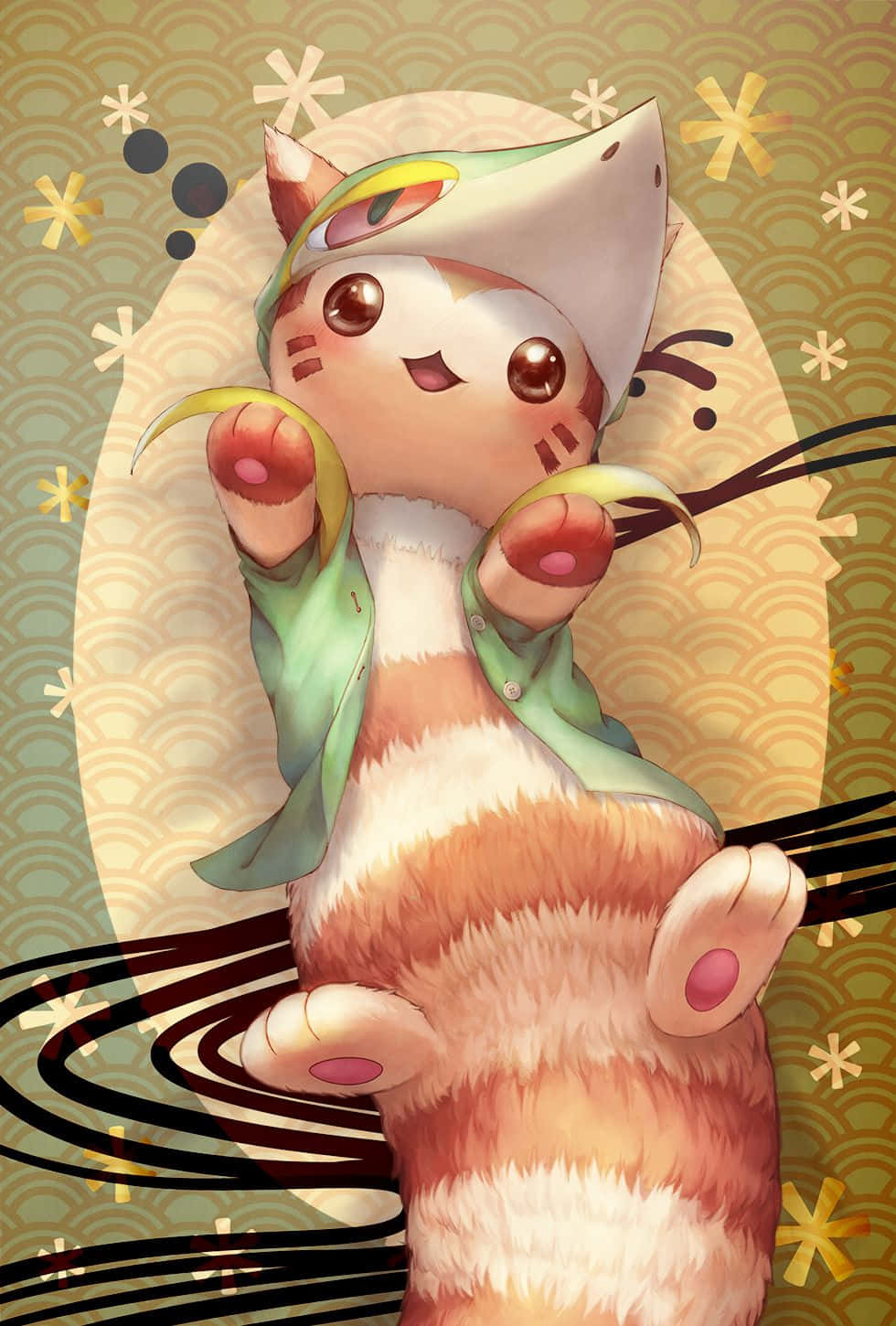 Cute Furret In A Snivy Hoodie Wallpaper