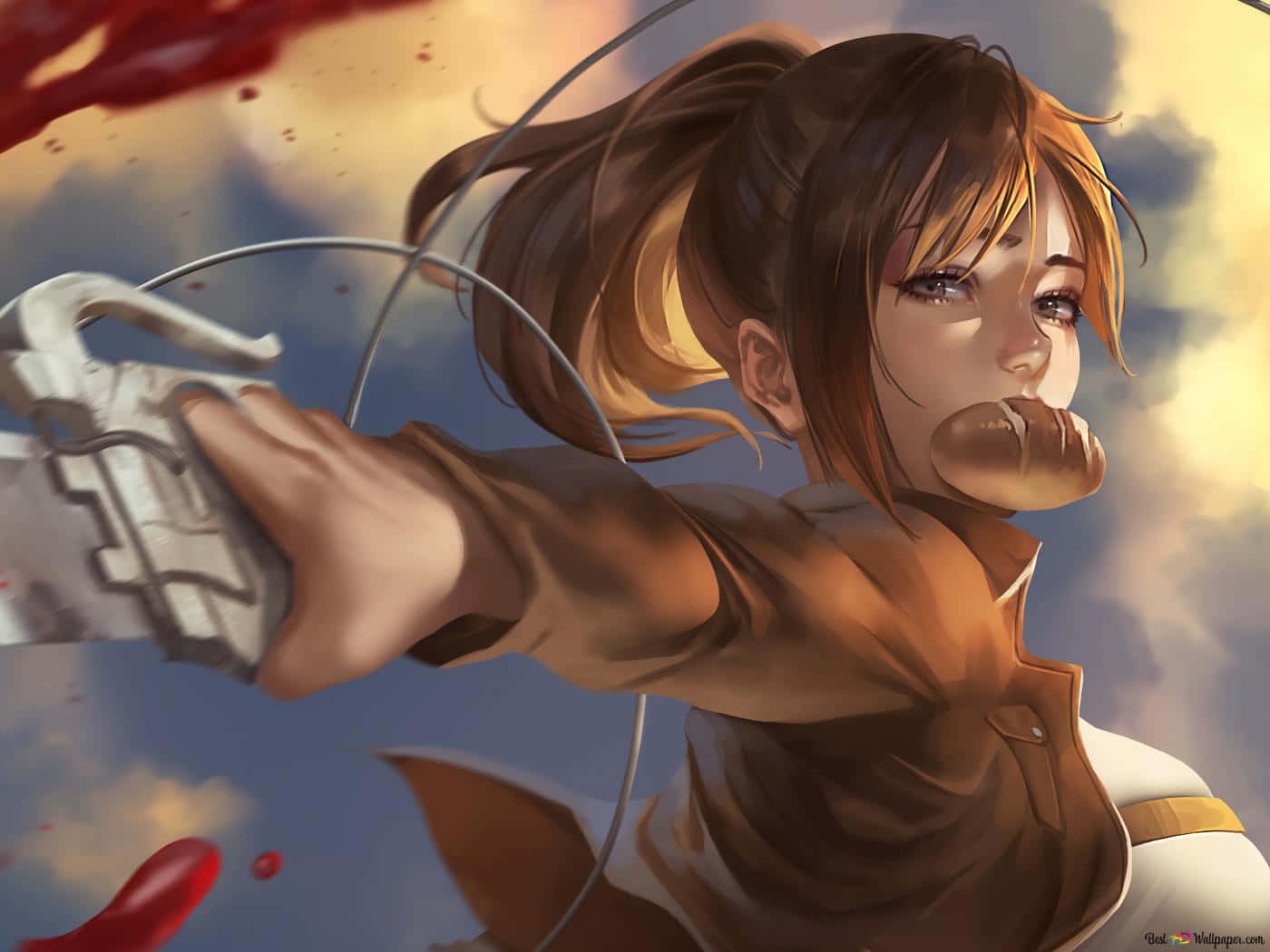 Cute Gamer Sasha Braus From Attack On Titan Wallpaper