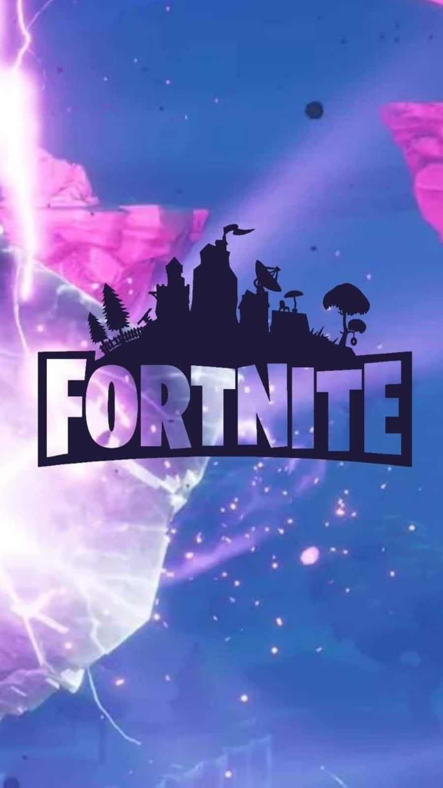 Fortnite Logo With Lightning And A Purple Background Wallpaper