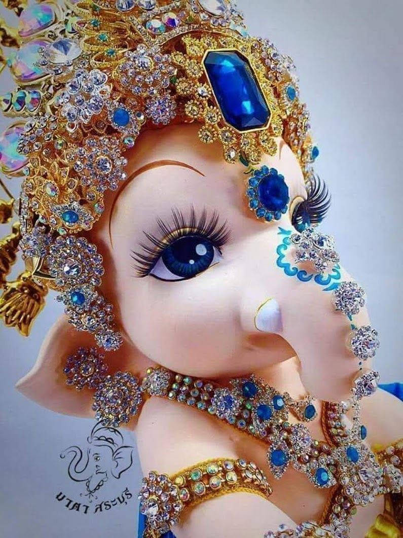 Download Cute Ganesha Blue Jewels Wallpaper | Wallpapers.com