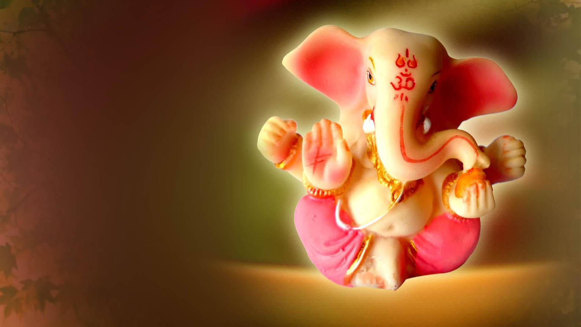 Cute Ganesha Glowing In Yellow Background