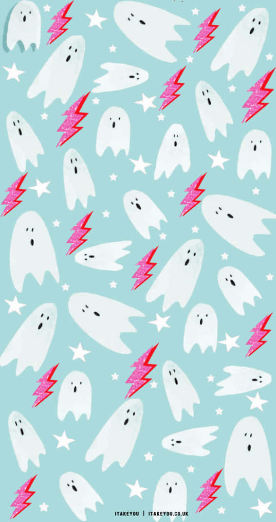 Ghosts And Stars On A Blue Background Wallpaper