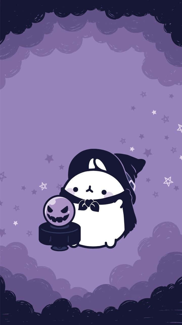 Cute Ghost Catwith Crystal Ball Wallpaper