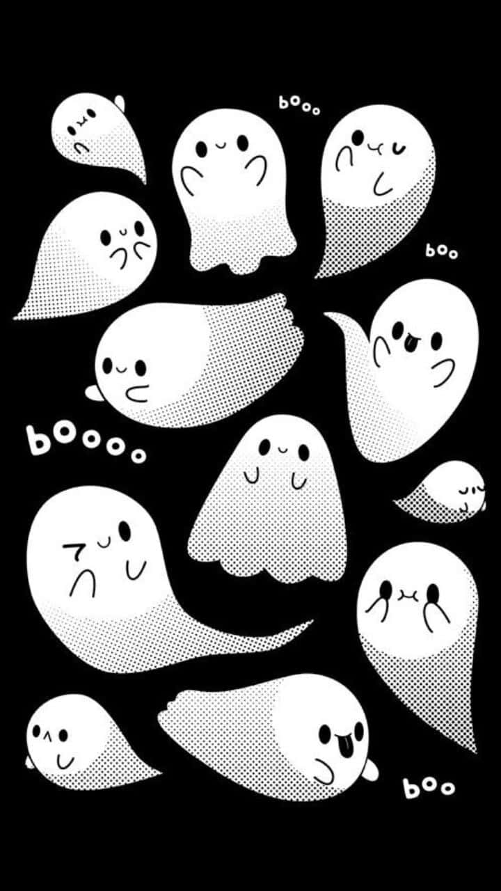 A Black And White Image Of Ghosts Wallpaper