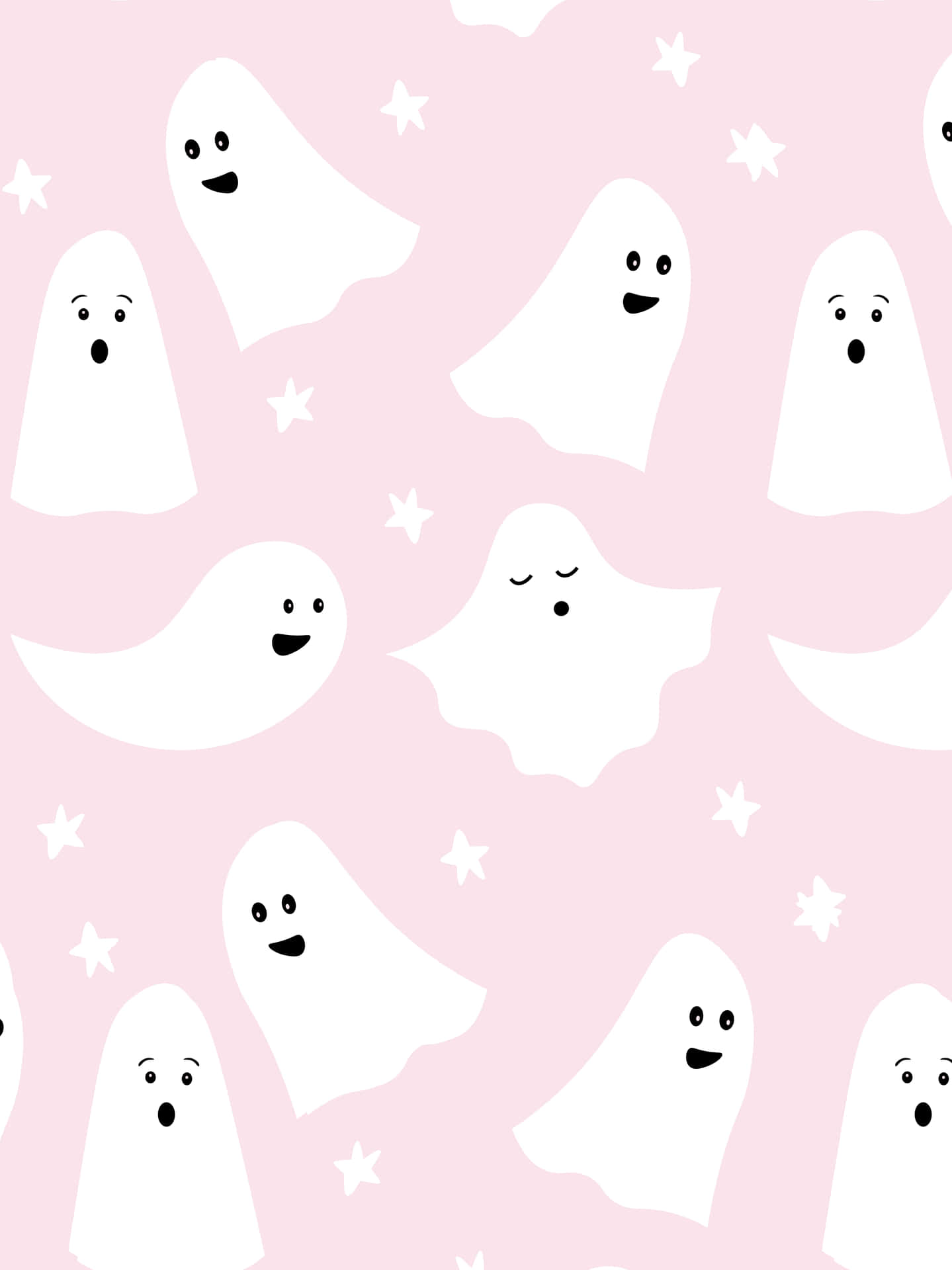 Cute Ghost Pattern Pink Background Wallpaper