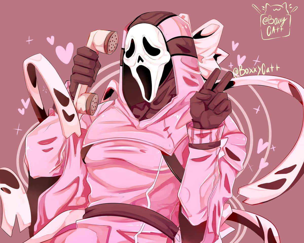 Cute Ghostface In Pink Outfit Wallpaper