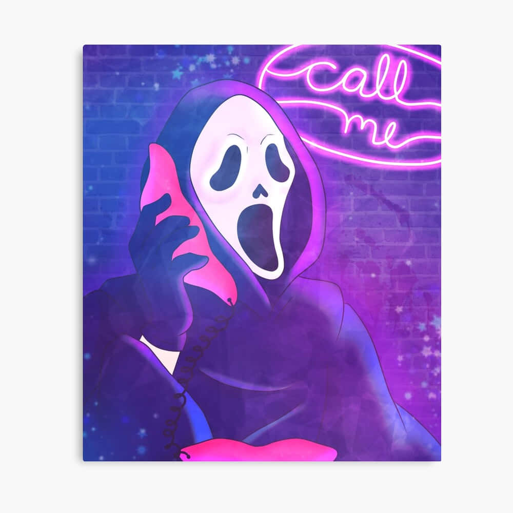 Cute Ghostface With Neon Lights Wallpaper
