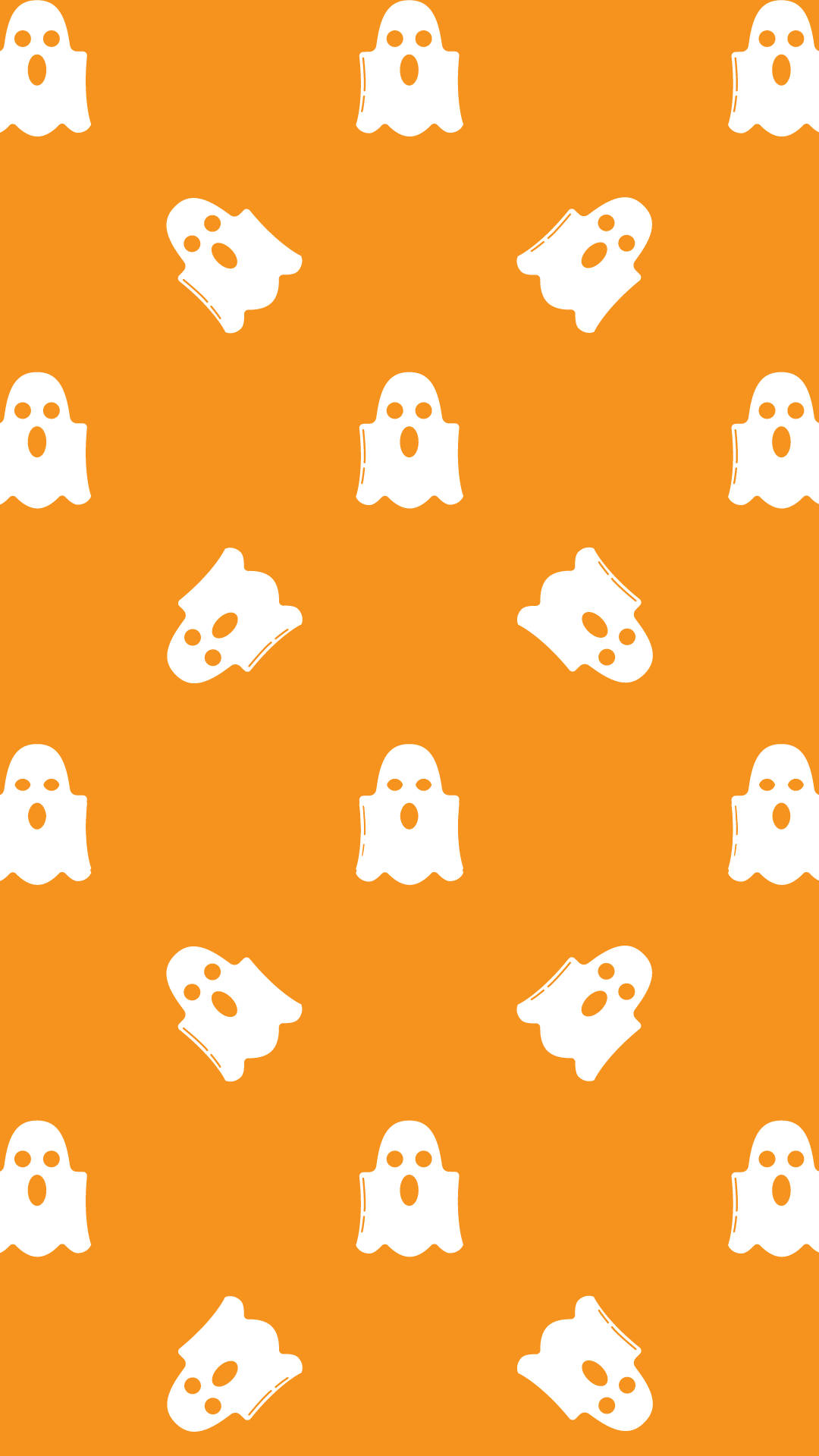 Cute Ghosts Orange Phone Wallpaper