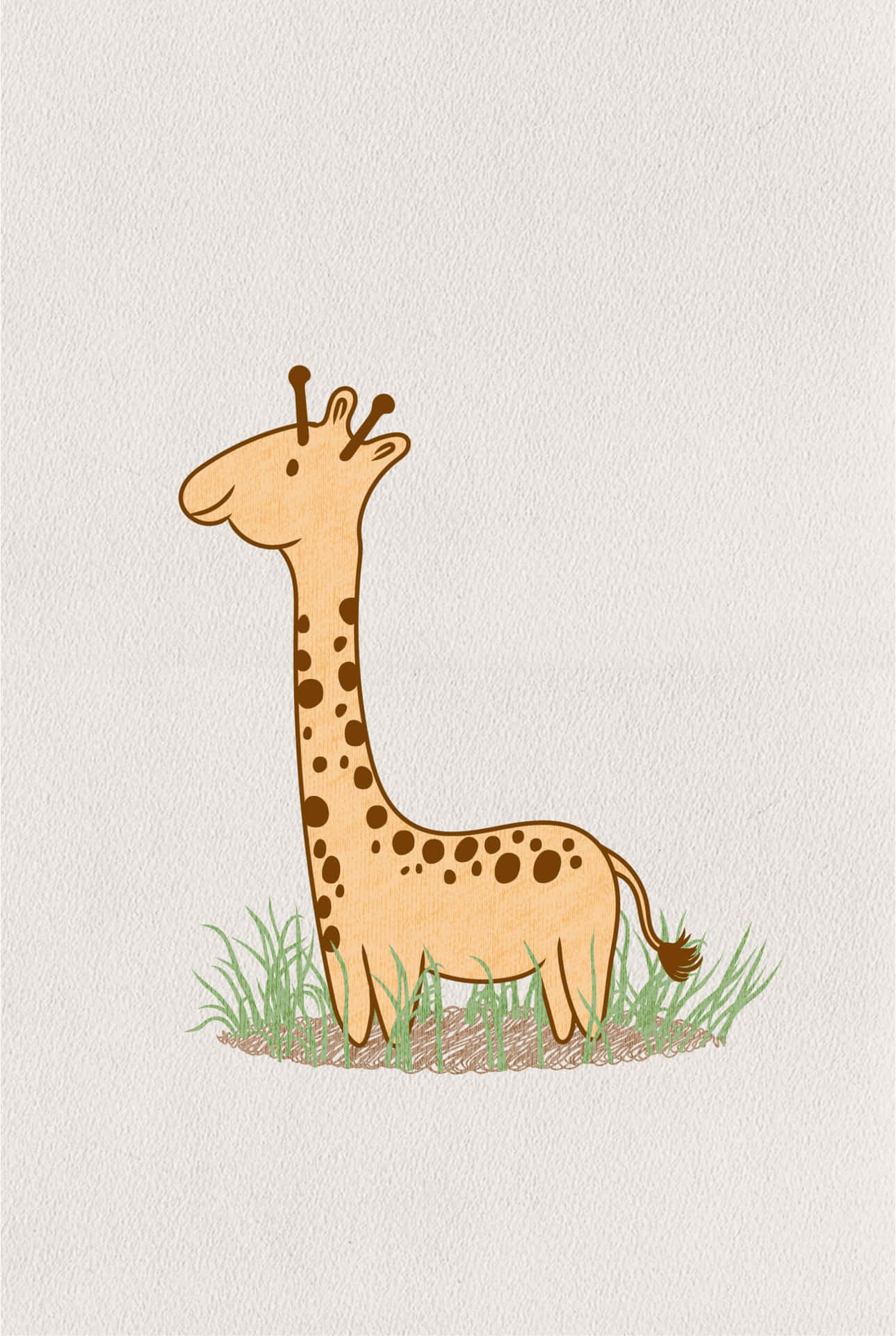 Sød Giraf tegneserie på græs billede mønster Tapet