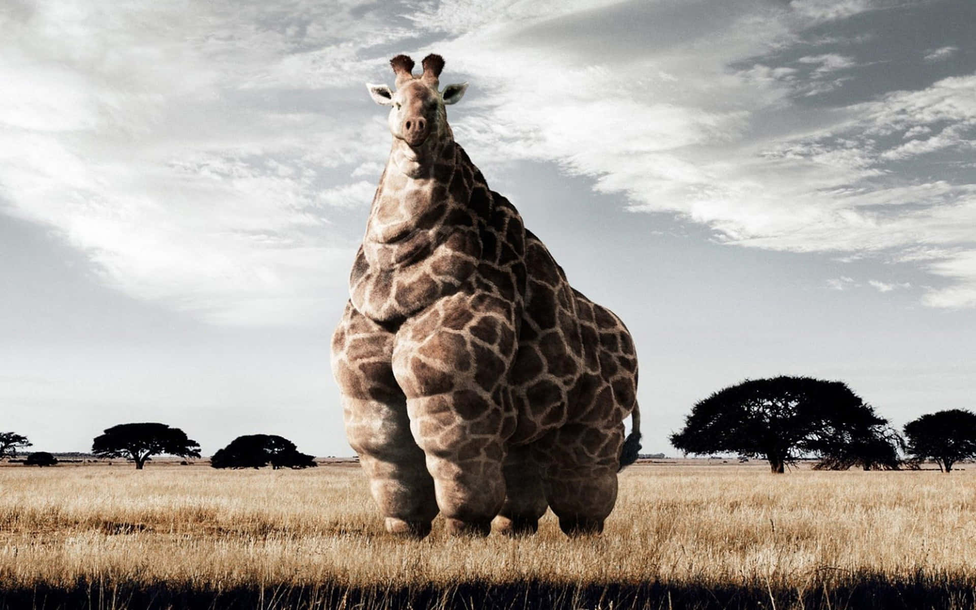 Immaginedi Una Graziosa Giraffa Grassa Nella Savana