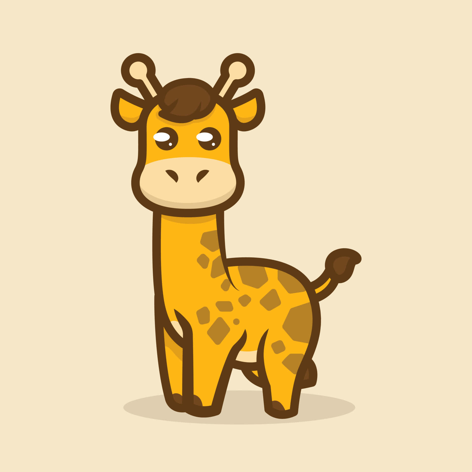 Carinocartone Animato Di Una Giraffa Con Macchie Su Sfondo Giallo.