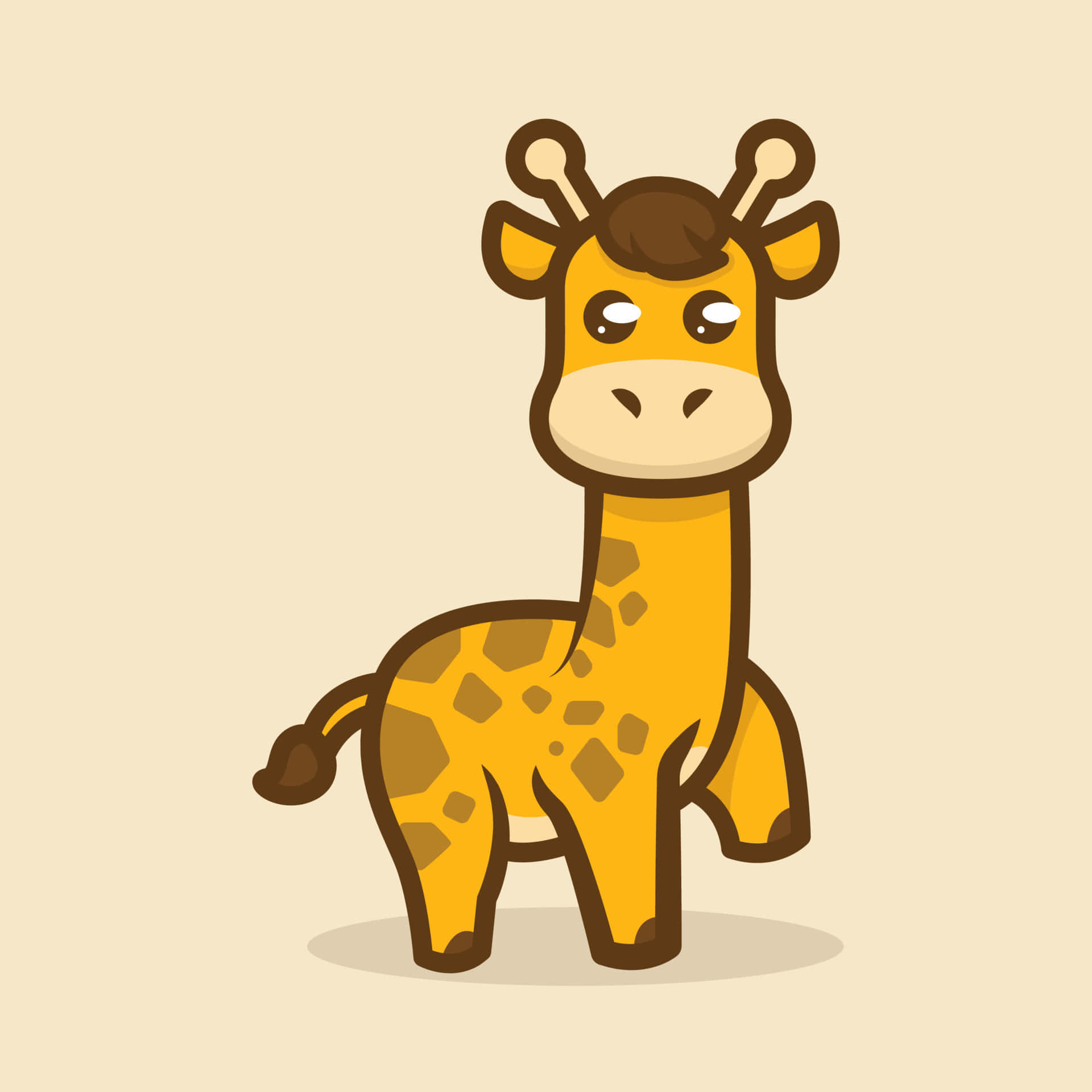 Carinoimmagine Di Una Giraffa Cartone Animato Che Cammina.