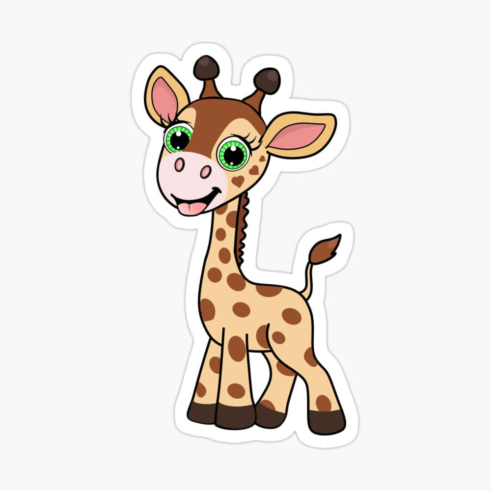 Adorabileimmagine Ritagliata Di Un Cartone Animato Di Giraffa.