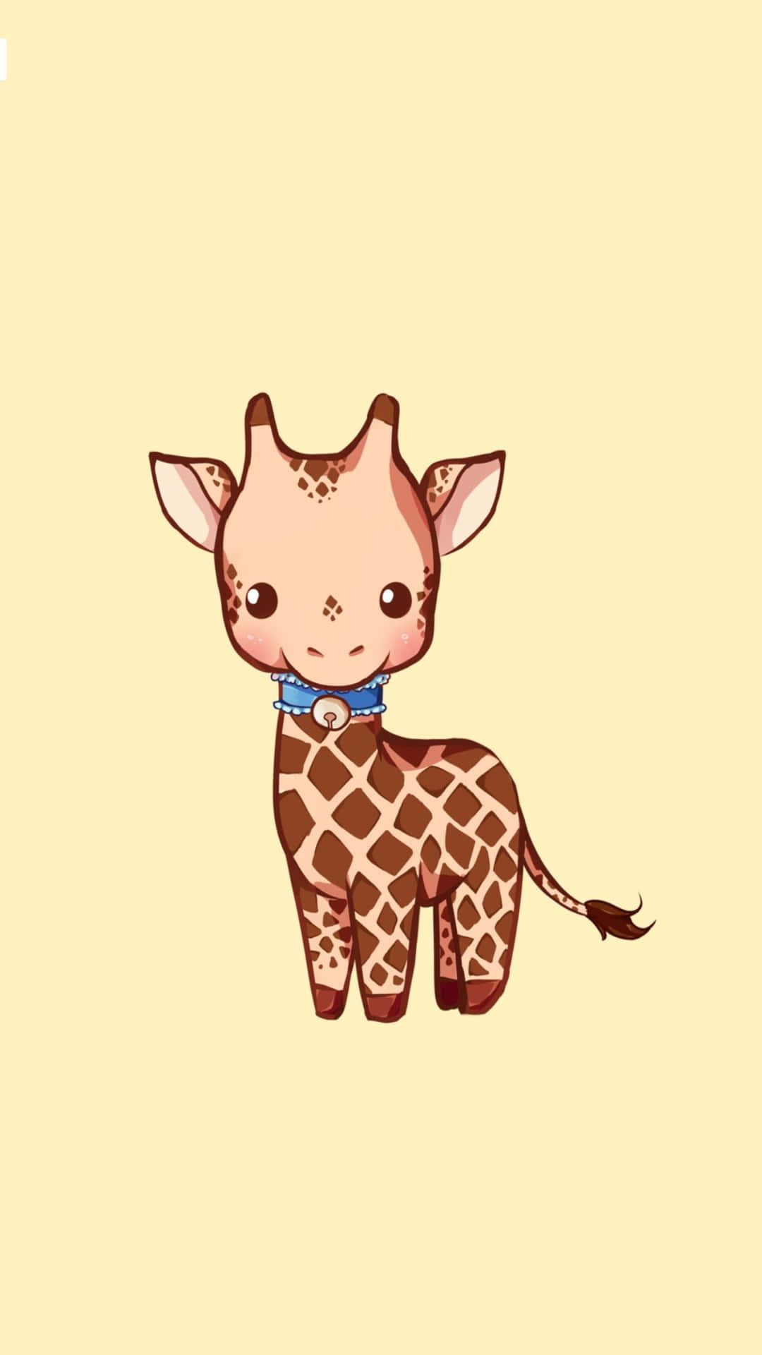 Cute Giraffe Cartoon In Collar On Yellow Picture