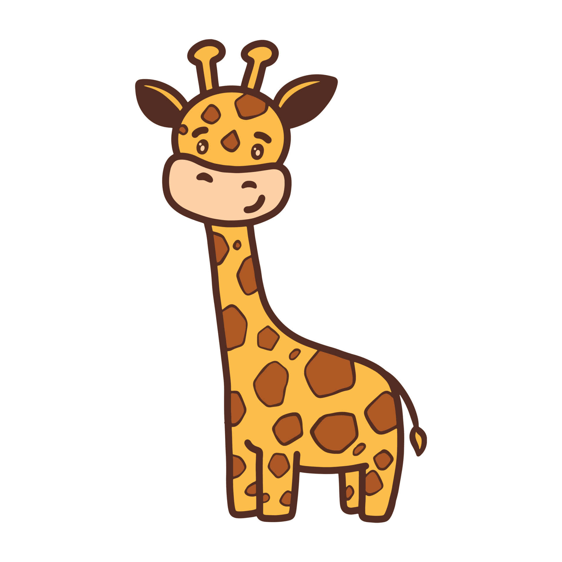 Cute Giraffe Smiling On Plain White Picture