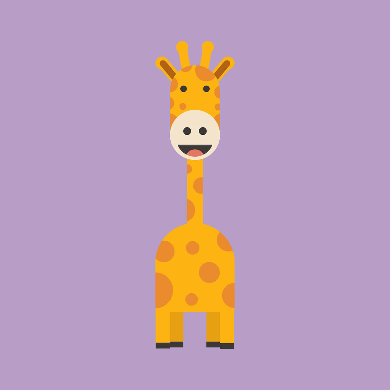 Cute Giraffe Cartoon On Purple Picture