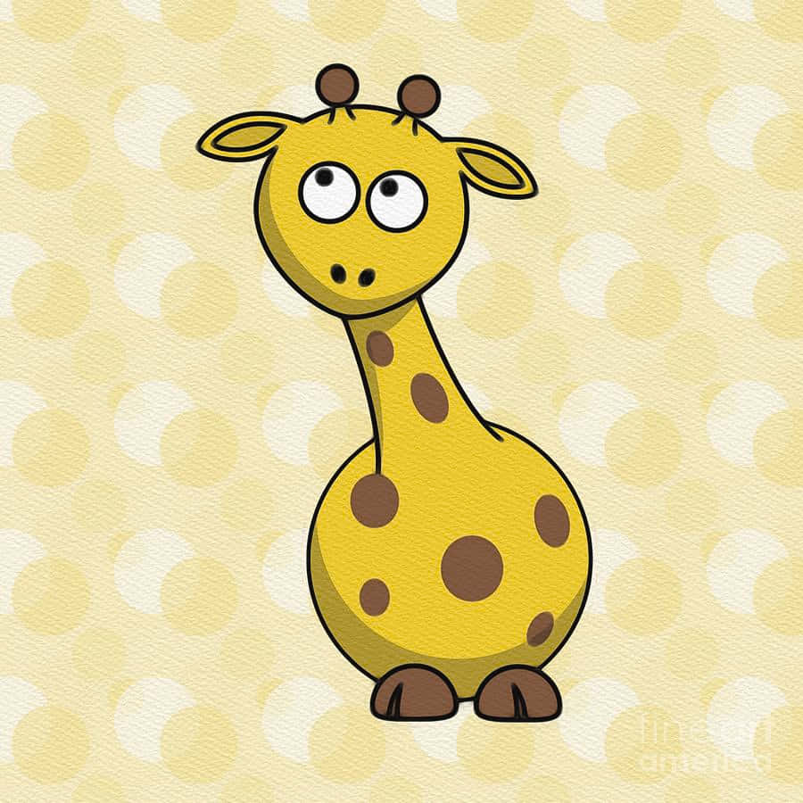 Cute Giraffe Cartoon On Polka Dots Picture
