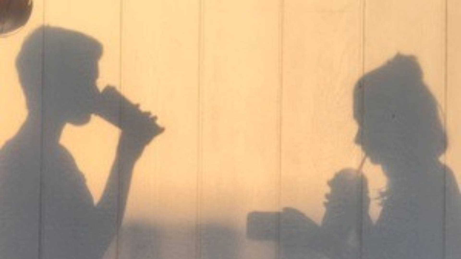 Cute Girl And Boy Shadow Drinking Wallpaper