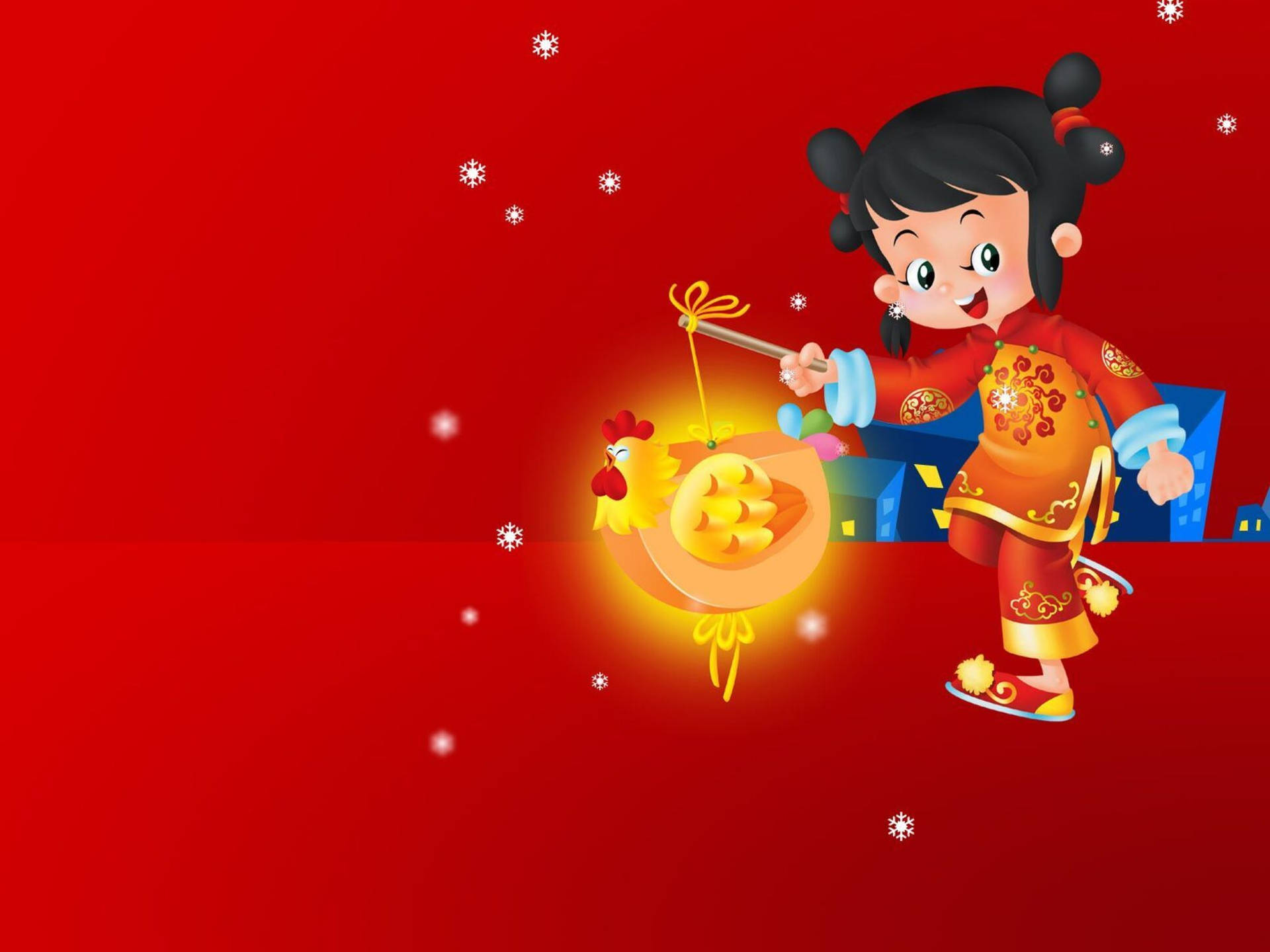 Cute Girl Chinese New Year Wallpaper