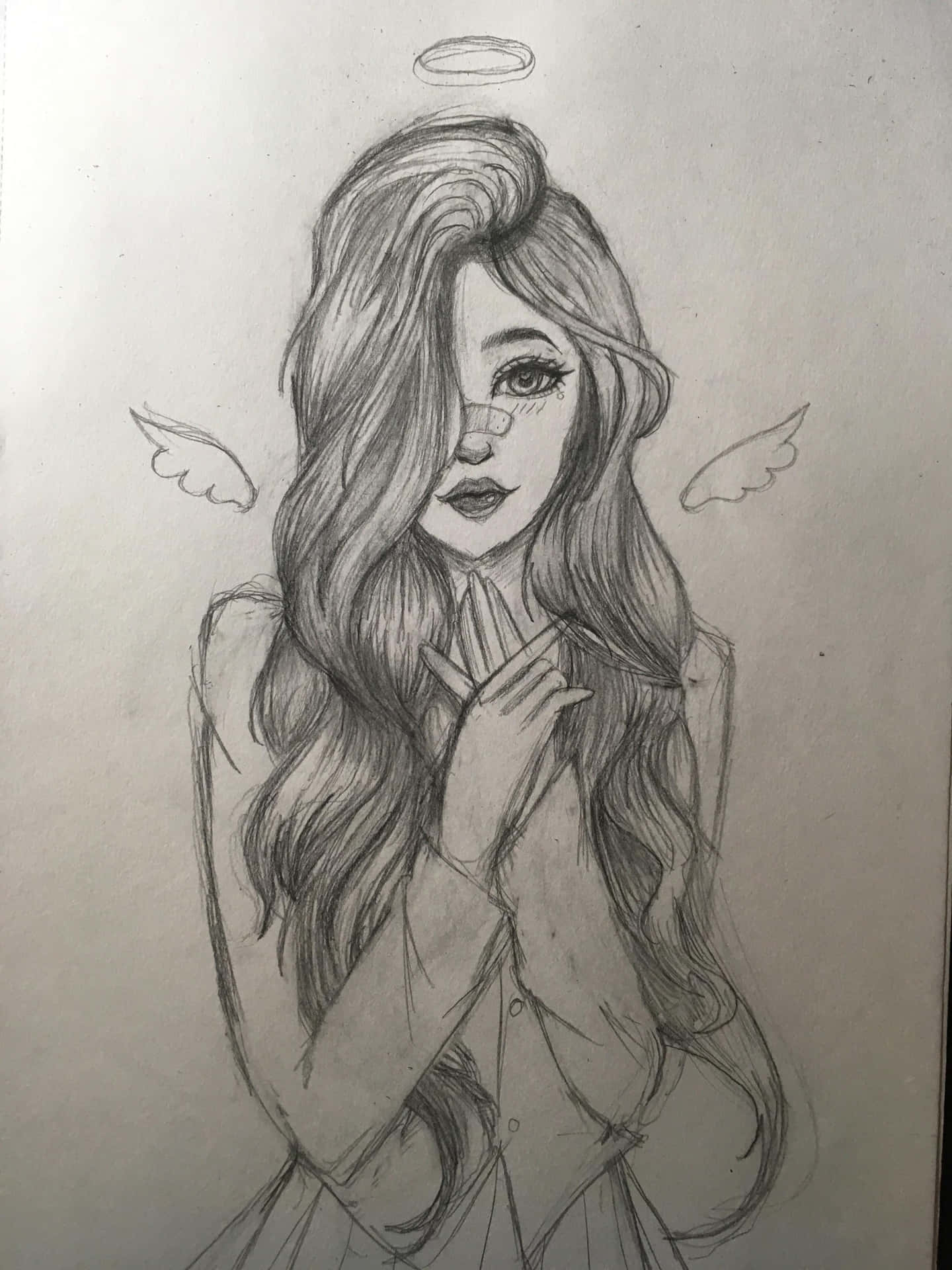 A Drawing Of A Girl With Wings