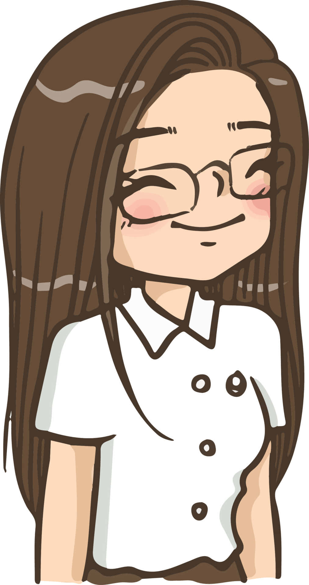 A Cartoon Girl With Glasses And A White Shirt