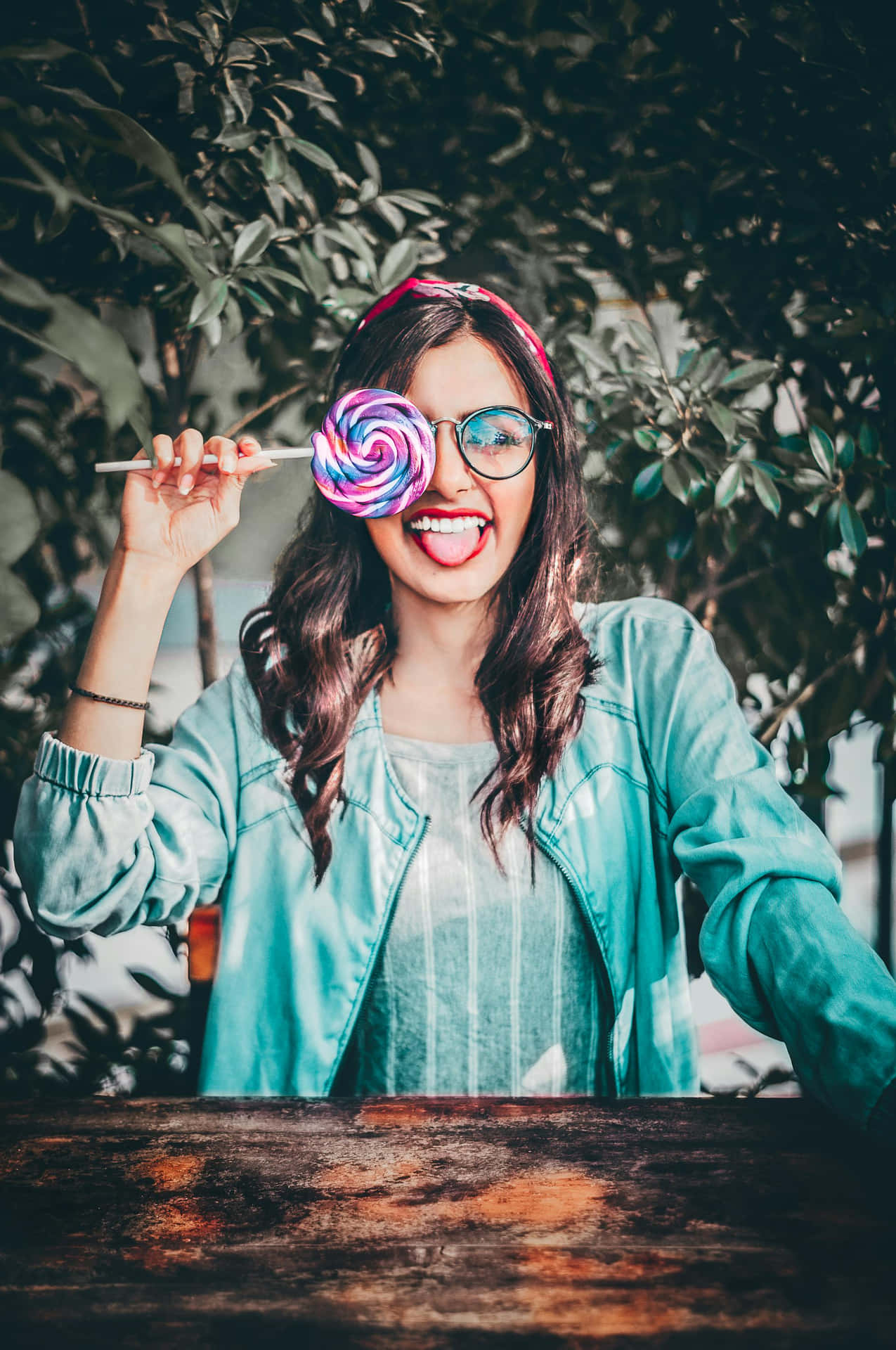 Cute Girl With Lollipop Aesthetic Wallpaper
