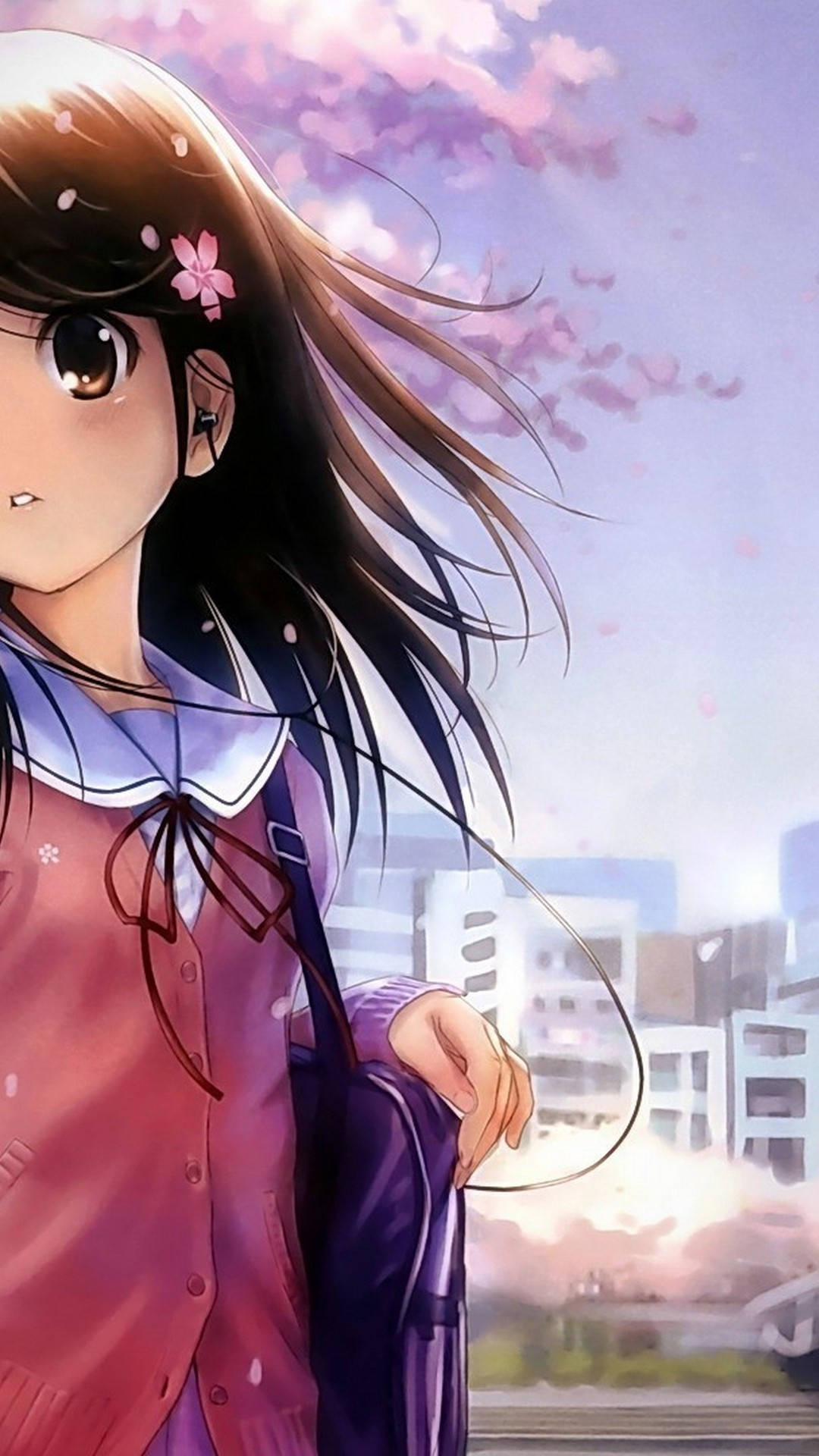 Download Cute Girly Anime School Girl Wallpaper 