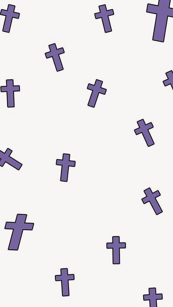 Purple Cute Girly Cross Design Wallpaper