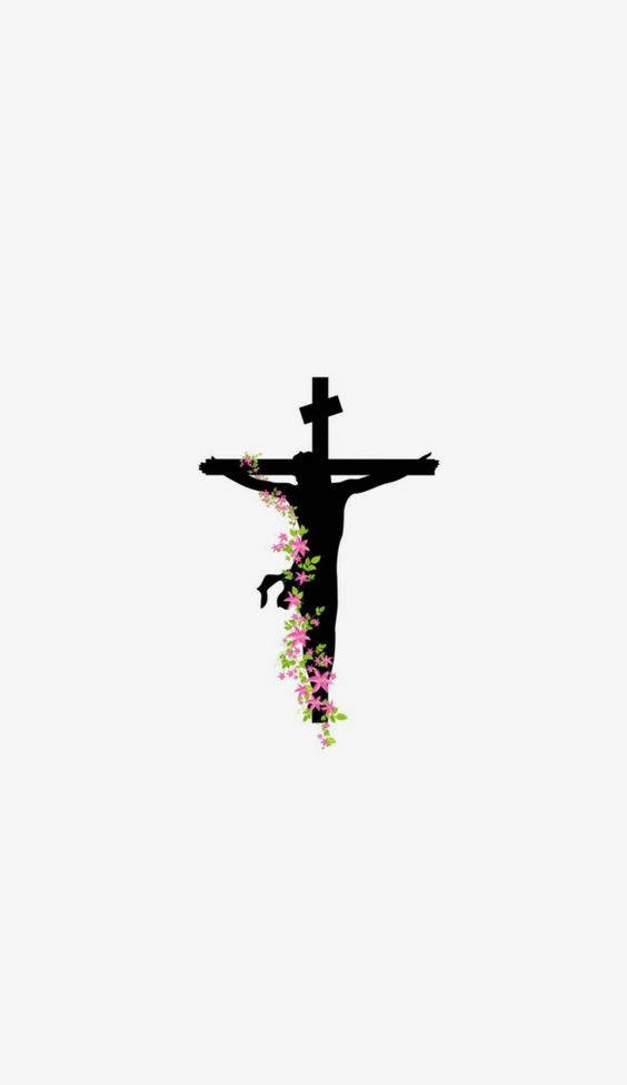 a cross with flowers on it Wallpaper