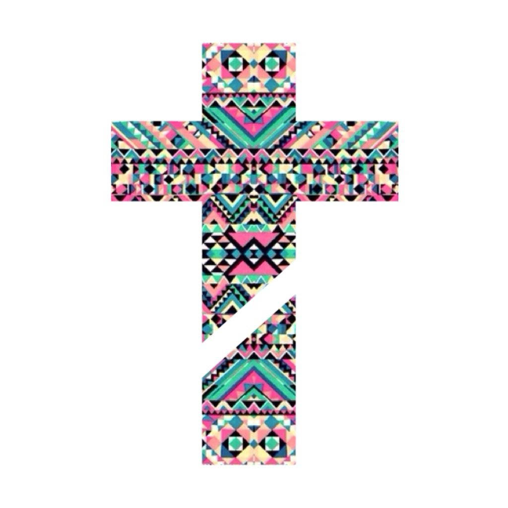 Cute Girly Cross With Tribal Pattern Wallpaper