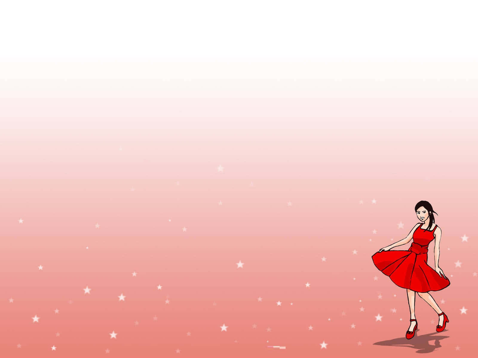 Unachica Con Un Vestido Rojo Está Bailando En Un Fondo Rosa. Fondo de pantalla