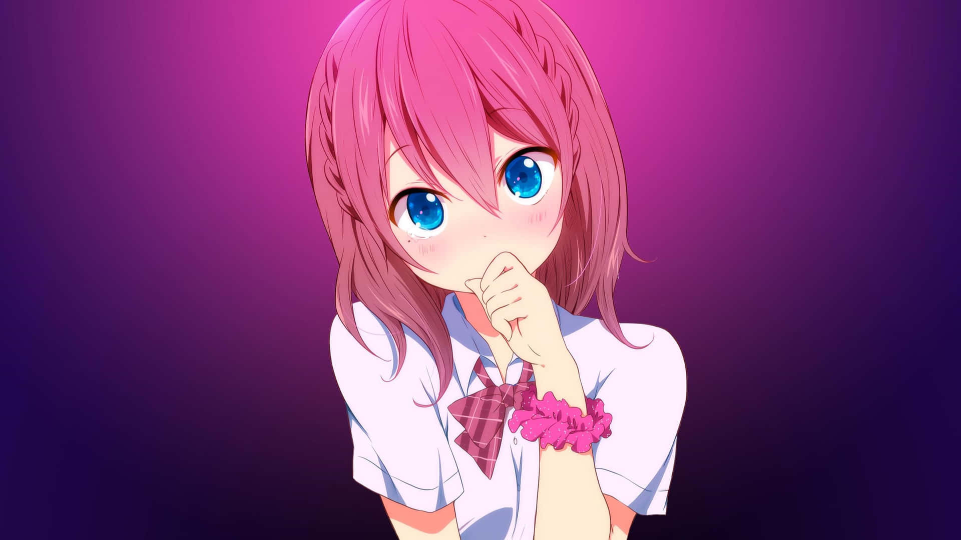 A cute girly girl with a pretty, pink outfit Wallpaper