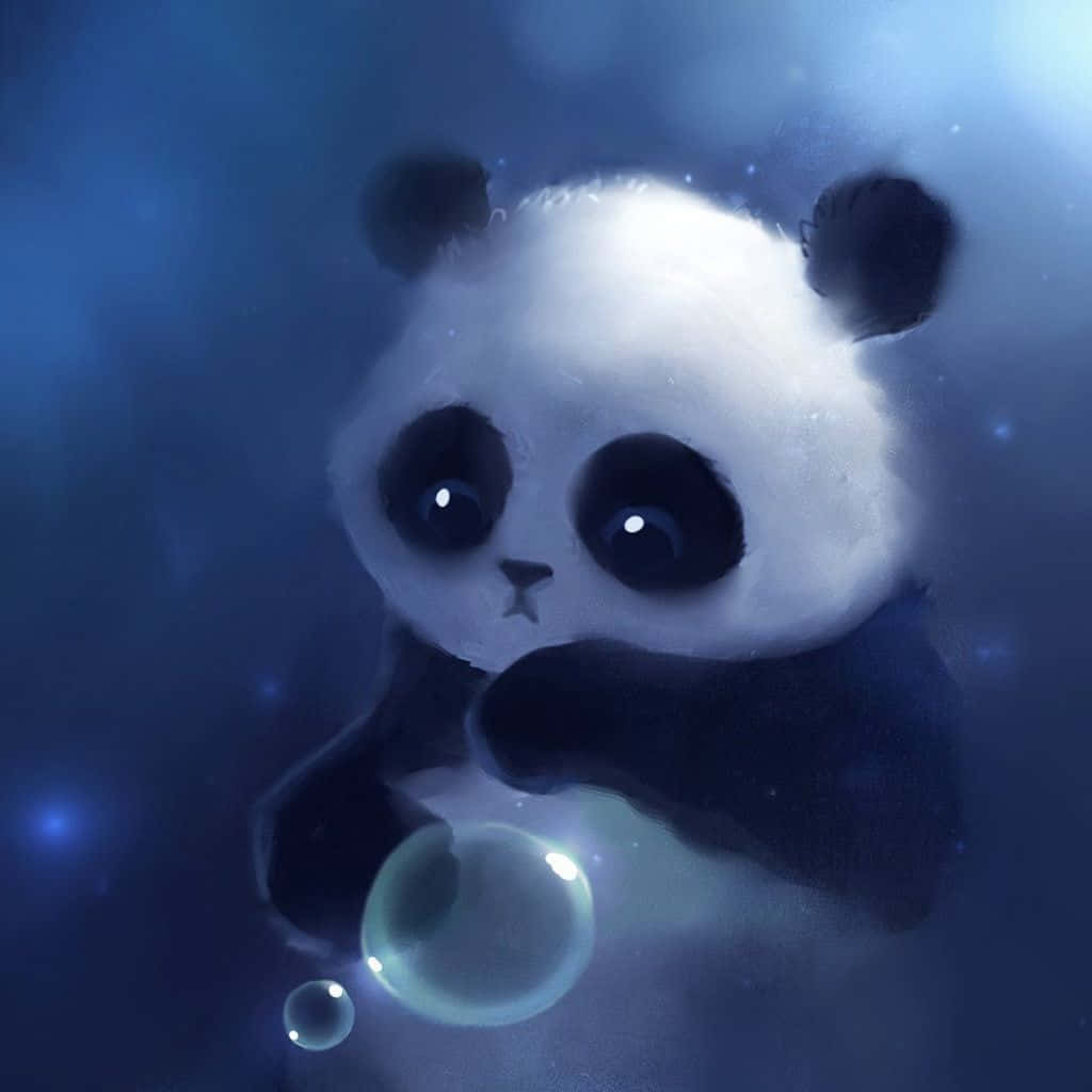 Panda With Bubbles Cute Girly Ipad Wallpaper