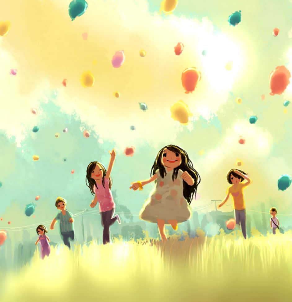 Kinderspielen Mit Ballon Niedlich Mädchentauglich Ipad Wallpaper