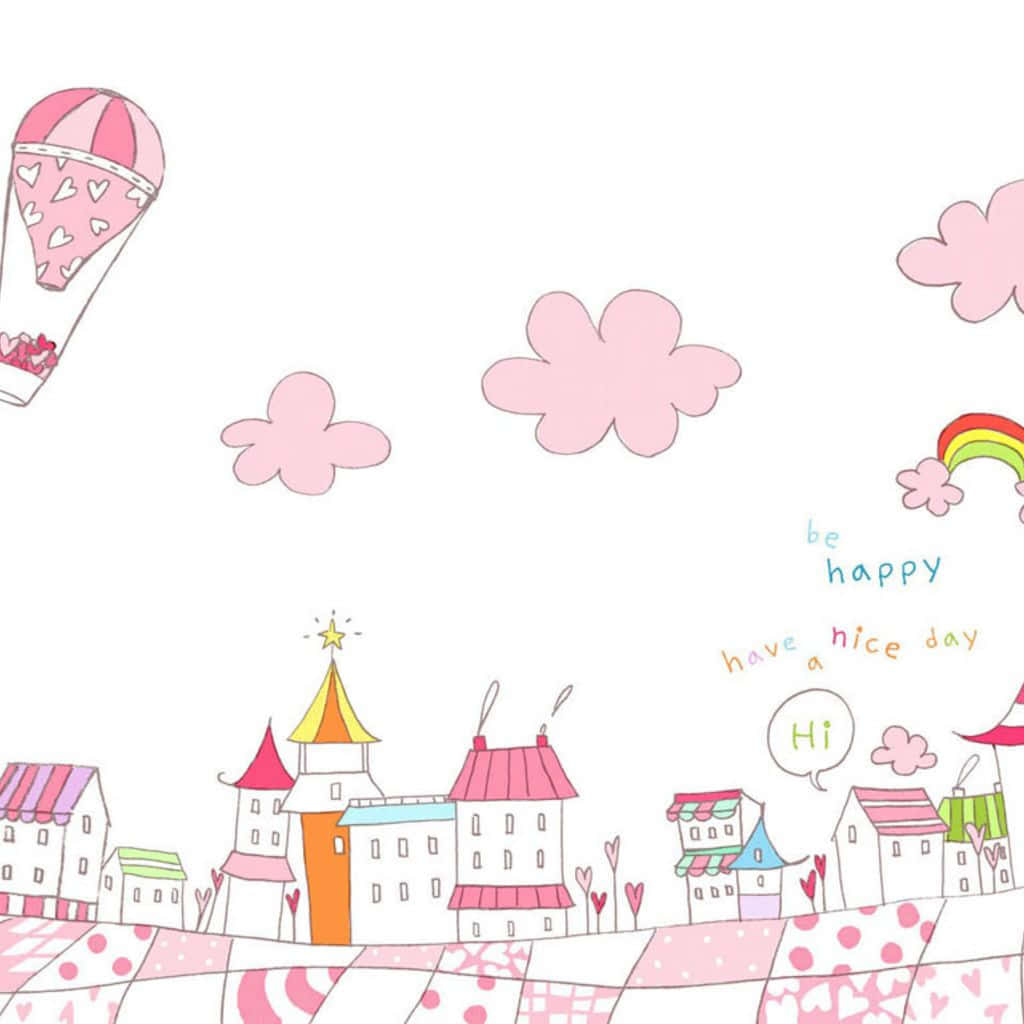 Pink Town Drawing Cute Girly Ipad Wallpaper