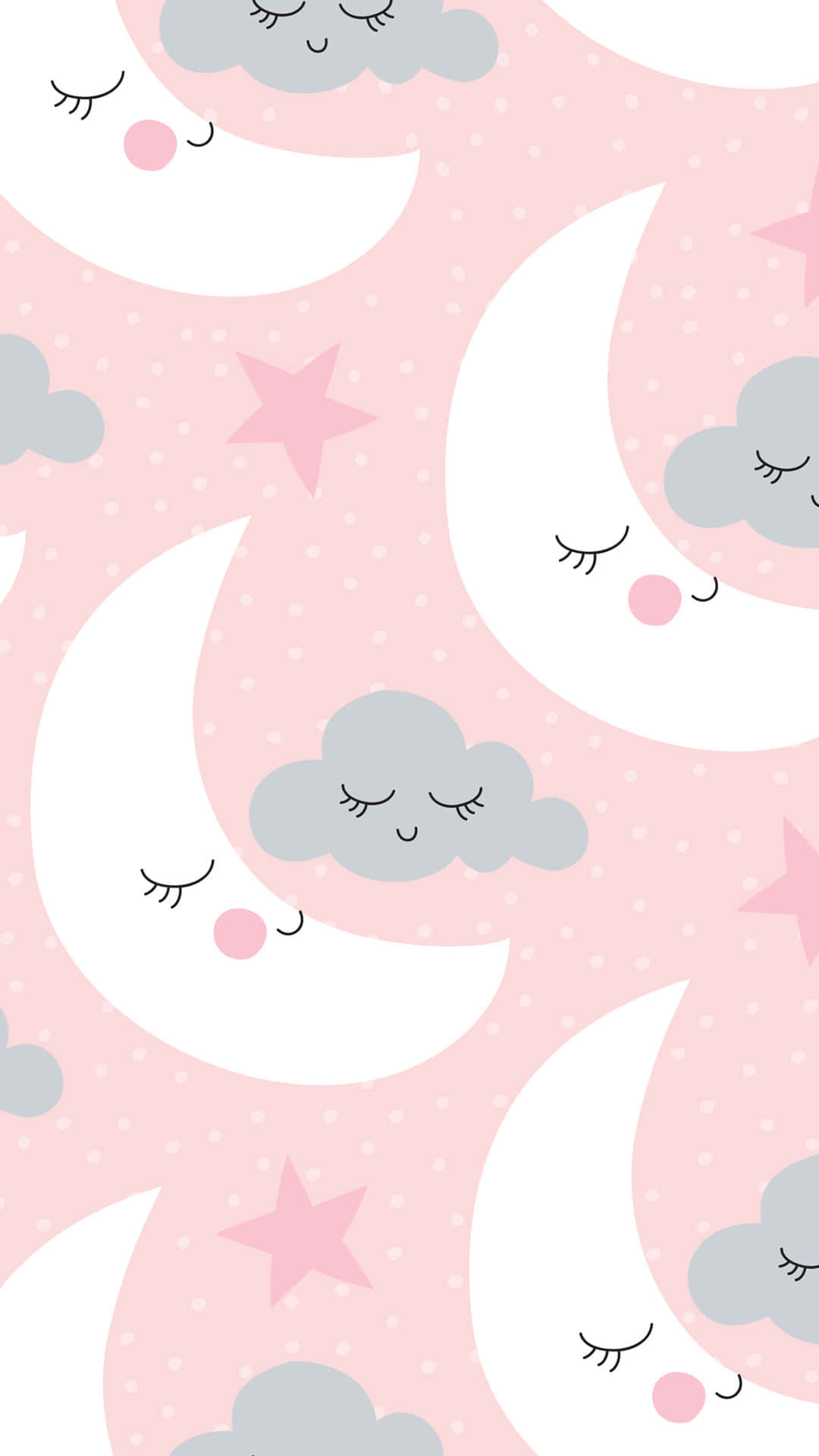 Cute Girly Phone Moon Clouds Wallpaper