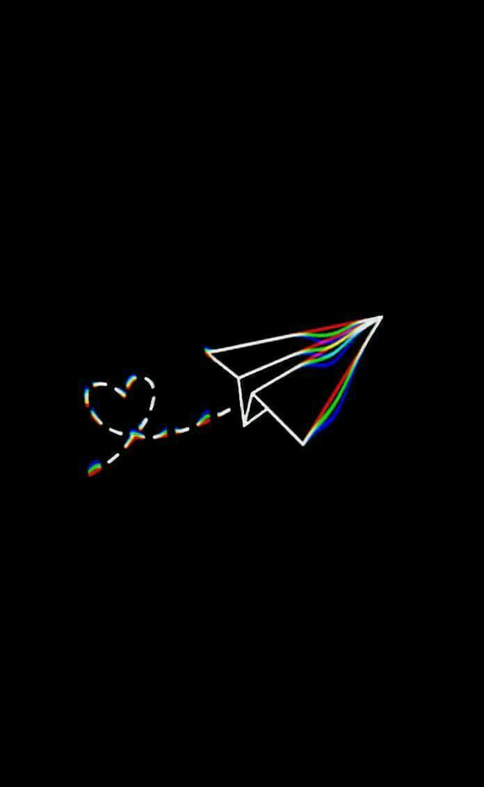 A Paper Airplane With A Rainbow String Wallpaper