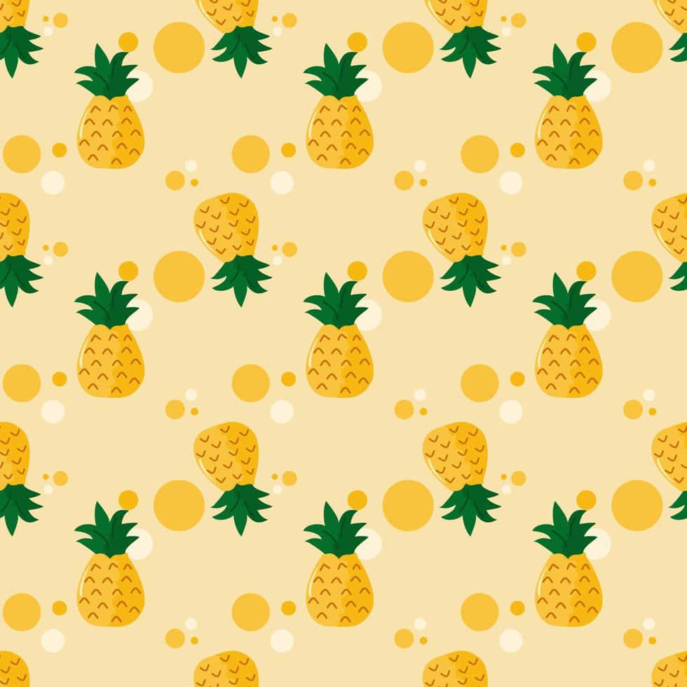 Cute Golden Pineapple Design Wallpaper
